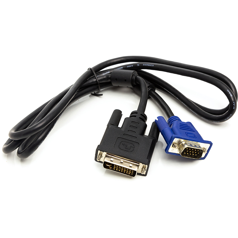 Купить Видео кабель PowerPlant DVI-I (24+5) (M) - VGA (M), 1м