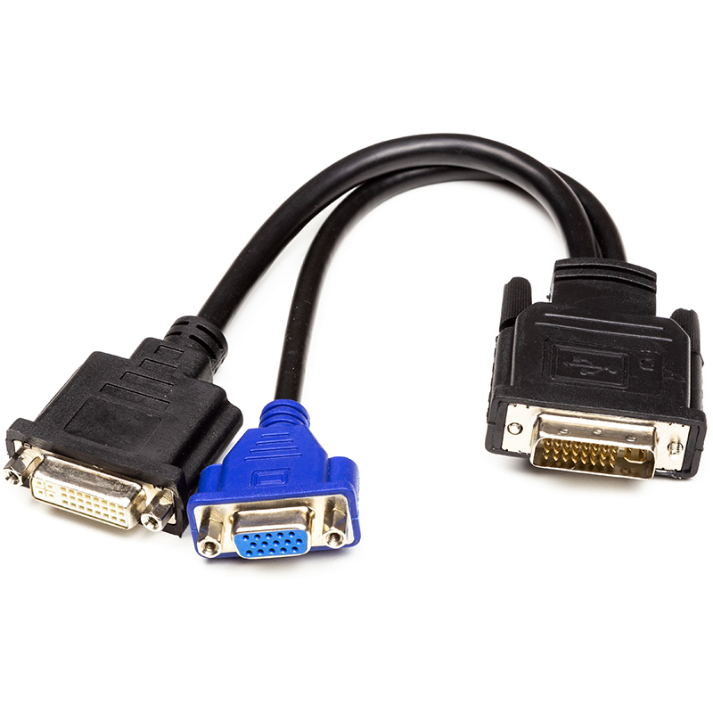Купить Переходник PowerPlant DVI-I (M) - DVI-D (F) + VGA (F), 0.3 м